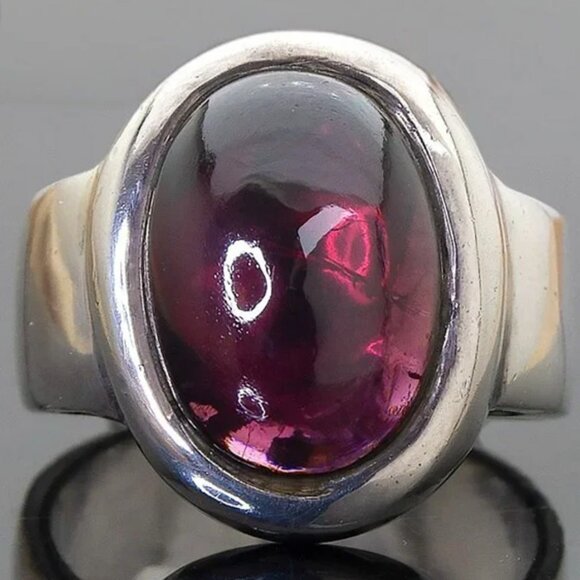 Vintage Natural Red Stone (Garnet?) Sterling Silver Ring, Size 6.25 Stamped 925 - Picture 4 of 11